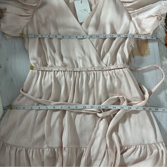 Ted Baker Loueese Puff Sleeve Faux Wrap Mini Dress Size 2 US 4-6 Light Pink - Picture 7 of 13